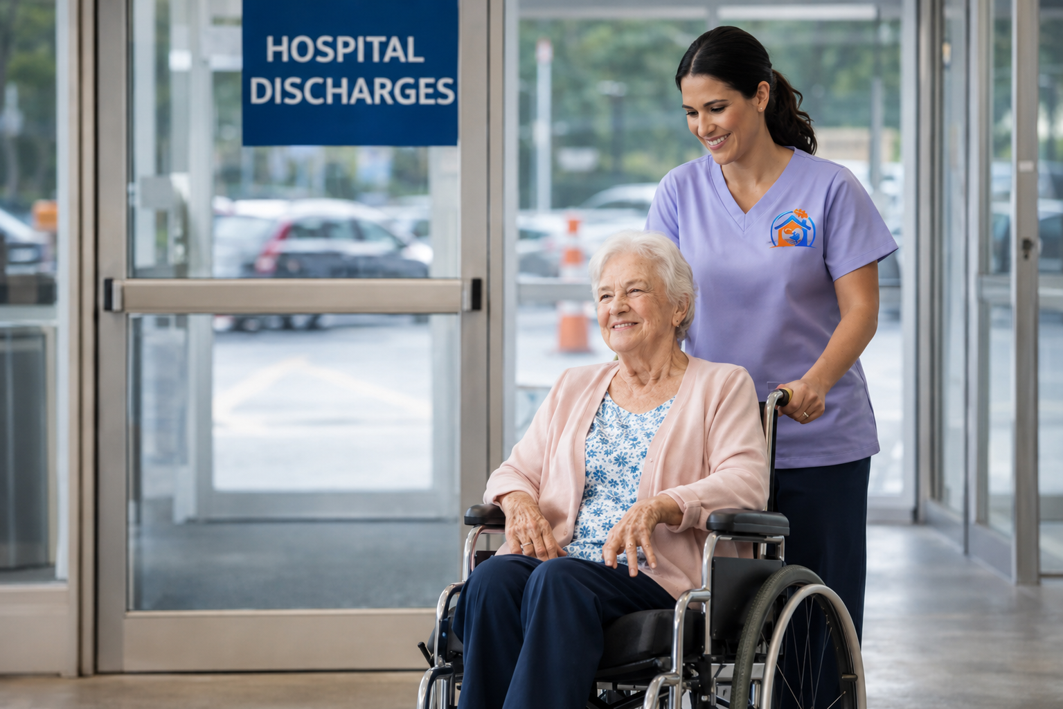 A caregiver helping a recovering senior move safely at home